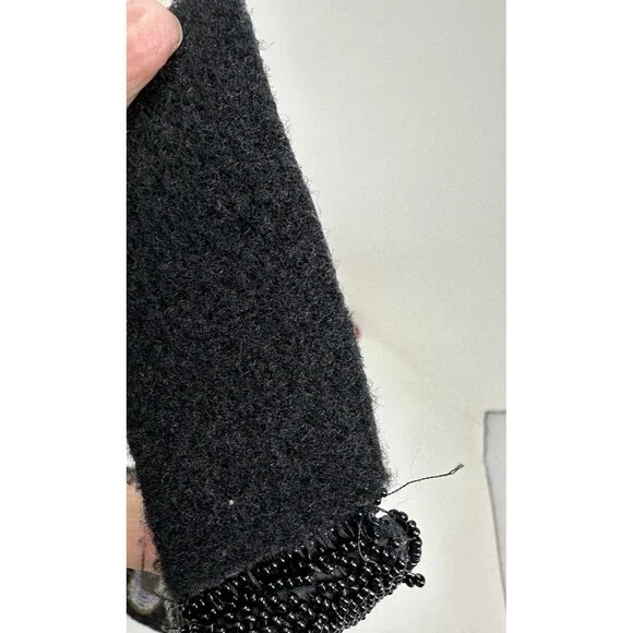 Vintage 1980's Black Multi Colored Hand Beaded Belt Snap Closure 29 black base - Picture 4 of 4